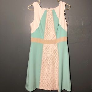 Studio one sea foam green & white dress.